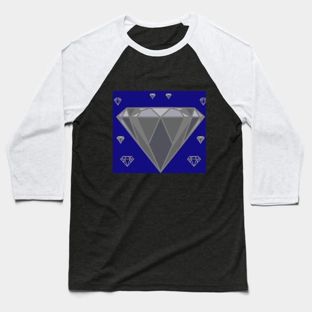 Silver diamond on sapphire Baseball T-Shirt by Aesir_Artwork